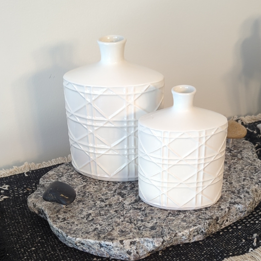 Ashland White Textured Vases